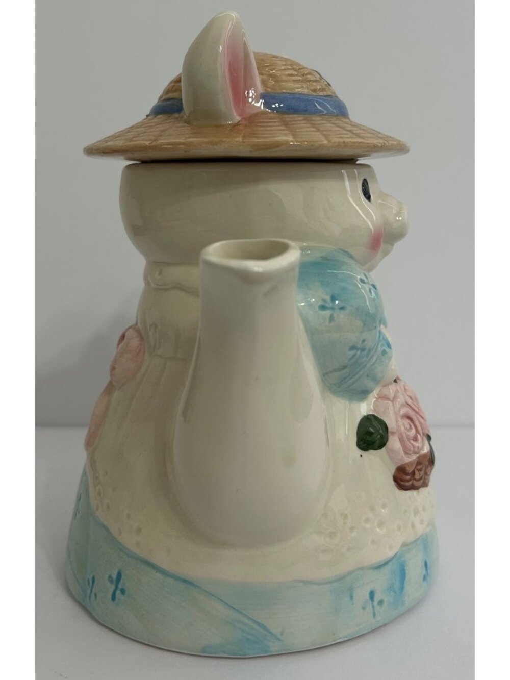 Vintage Pig Teapot Pastel Colors Floral Grannycore Cottagecore Farmhouse Kitschy - Picture 4 of 8